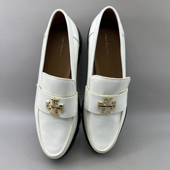 Tory Burch Mini Everly Chunky Loafers Women Size 8 M White Leather Platform NEW - Picture 5 of 8